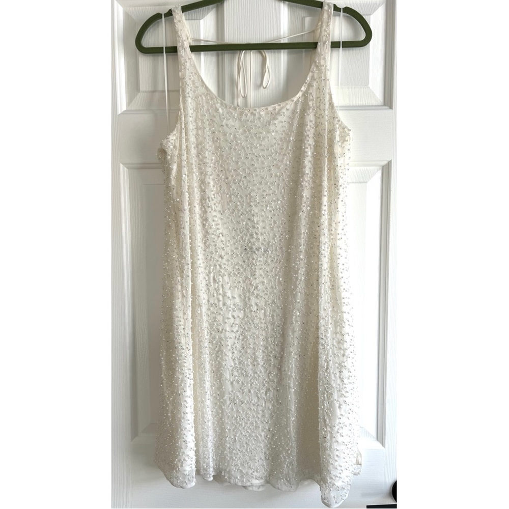 Abercrombie & Fitch Embellished Scoop Neck Open Back Mini Dress